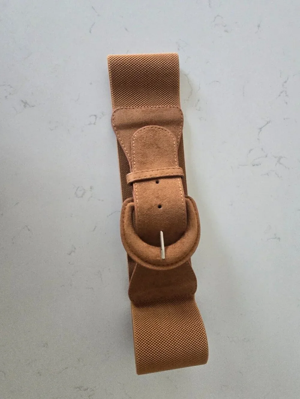 Faux suede and leather stretchy belt